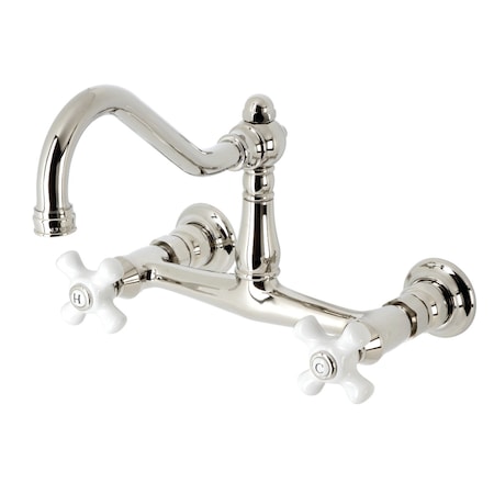 Kingston Brass KS3246PX Two-Handle Wall Mount Bathroom Faucet, Polished Nickel KS3246PX